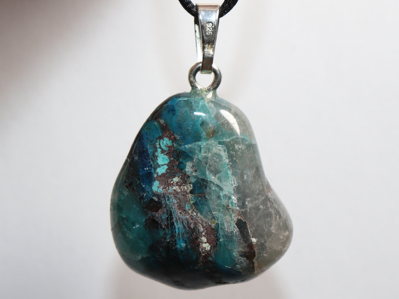 chrysocolla with cuprite with cord or silver 925