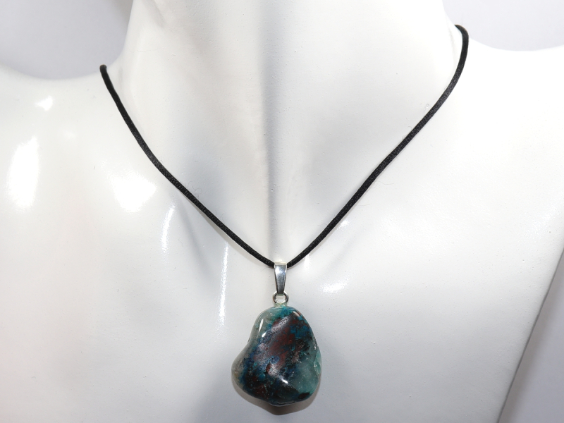 chrysocolla with cuprite with cord or silver 925
