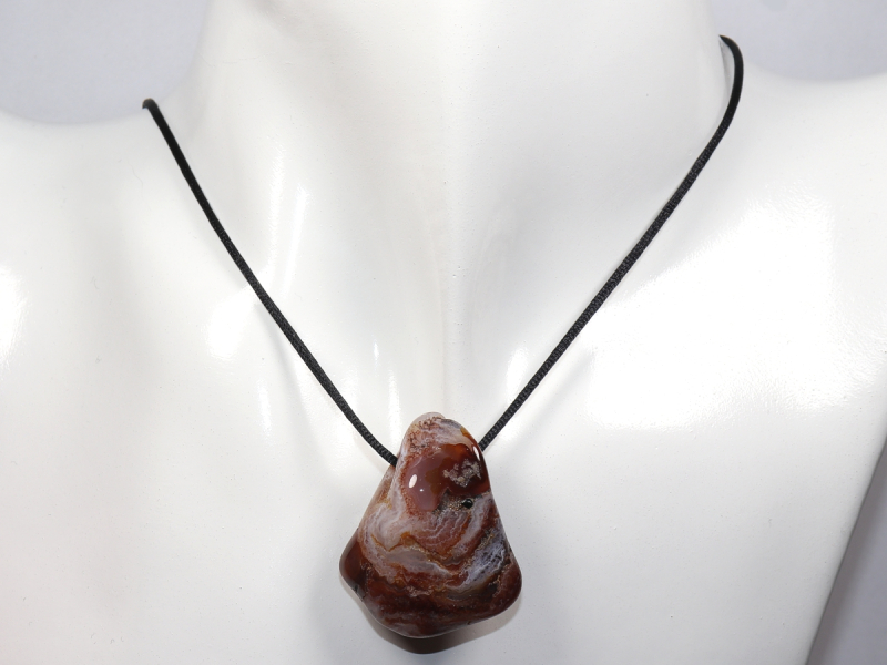 fire agate with cord or silver 925