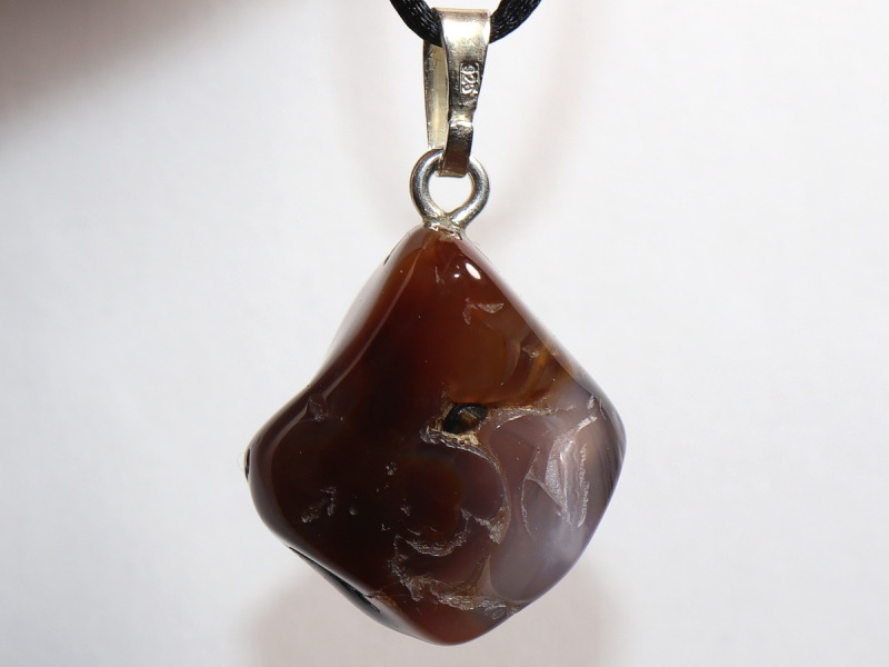 fire agate with cord or silver 925