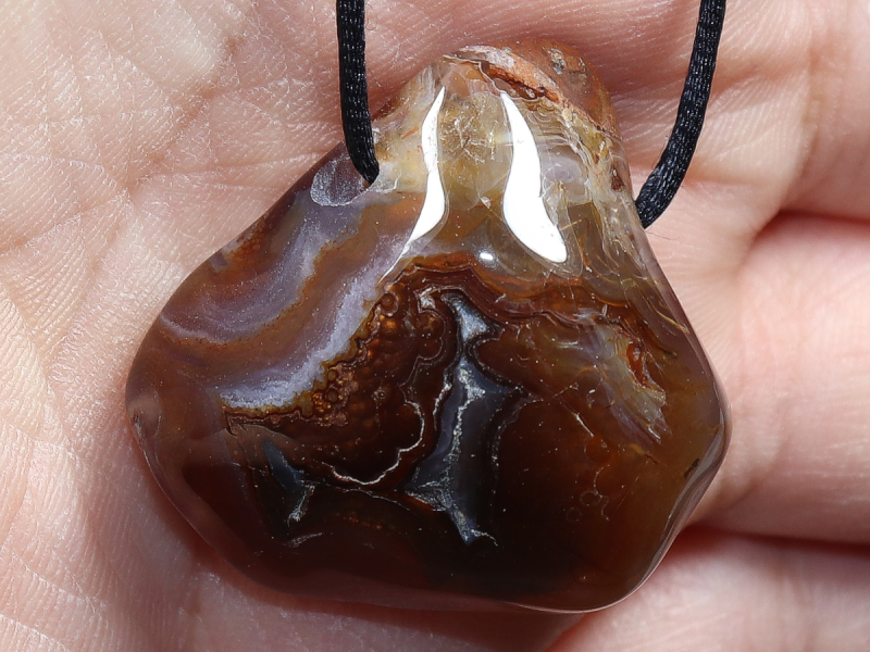 fire agate with cord or silver 925