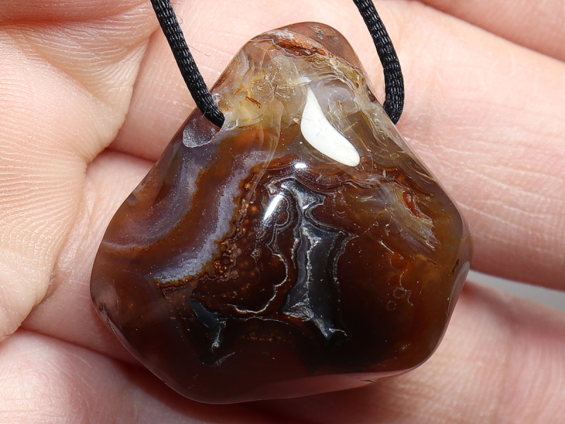 fire agate with cord or silver 925