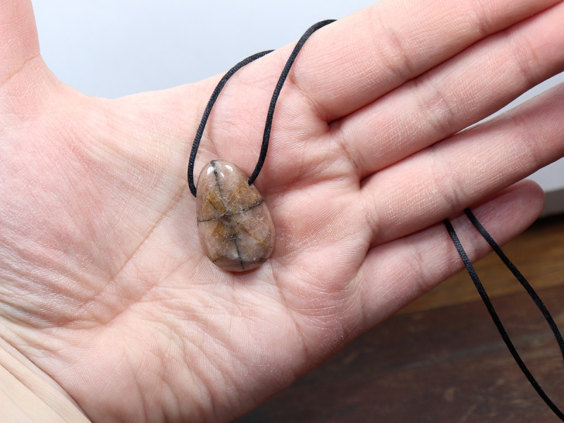 cross stone with cord or silver 925