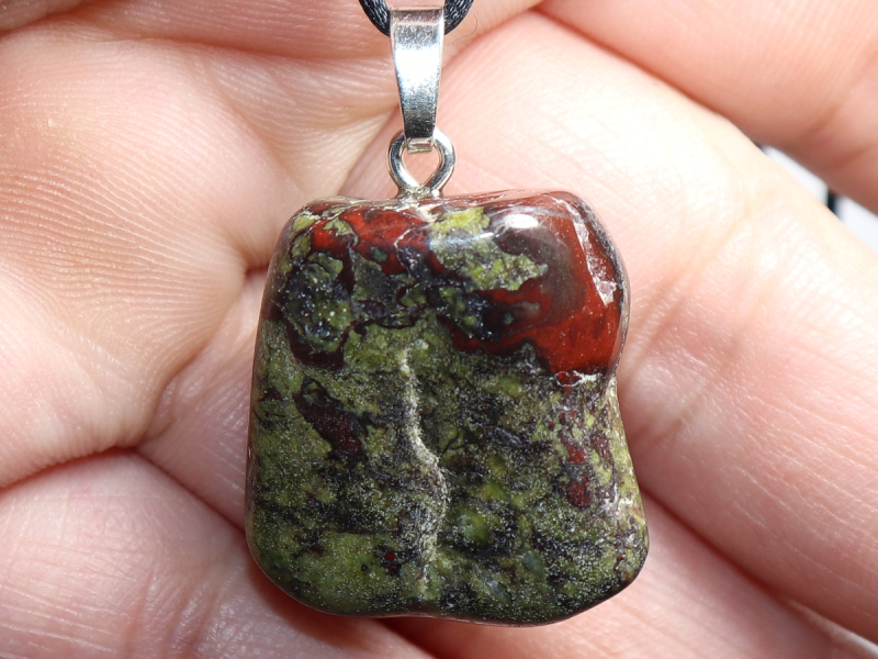 dragon blood jasper with cord or silver 925