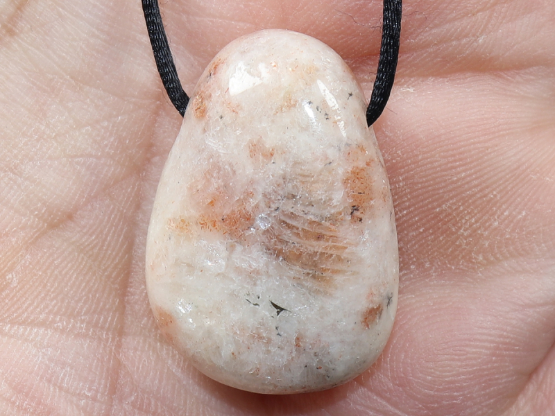 sunstone with cord or silver 925
