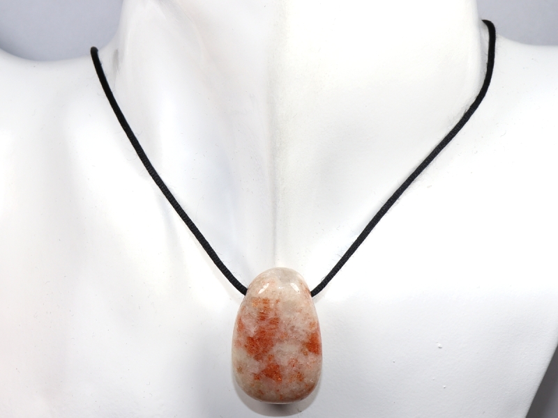 sunstone with cord or silver 925