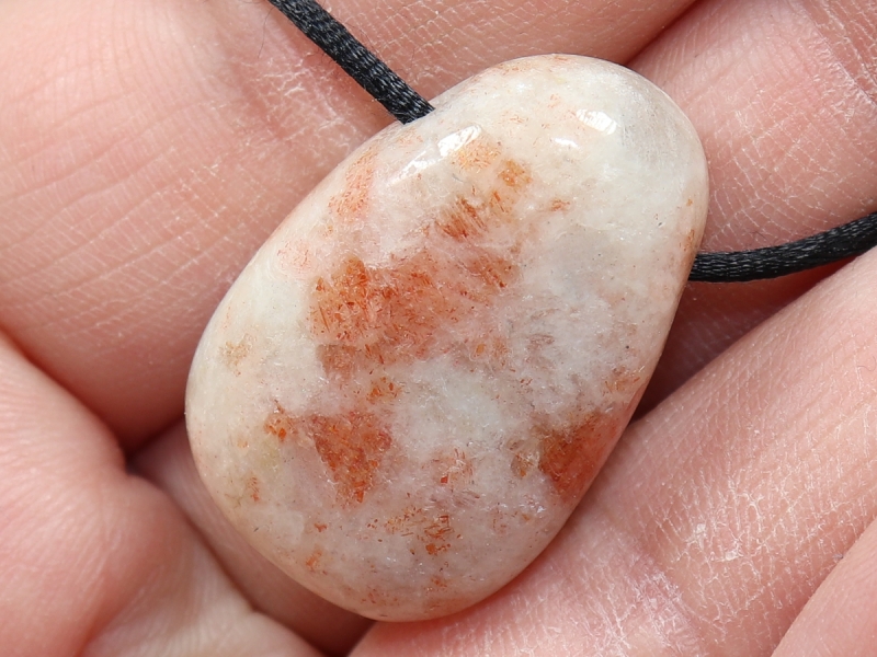sunstone with cord or silver 925