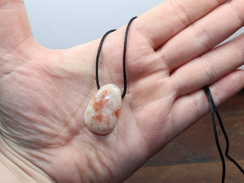 sunstone with cord or silver 925