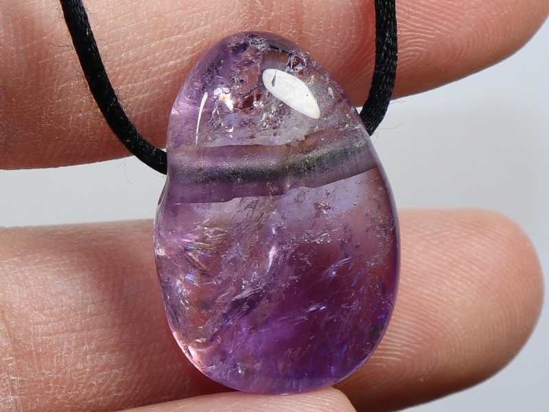 ametrine with cord or silver 925