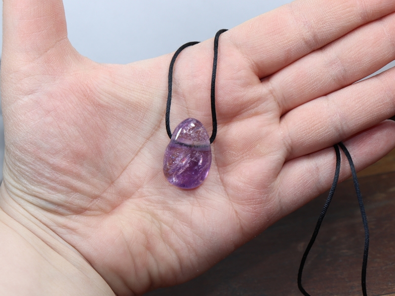 ametrine with cord or silver 925