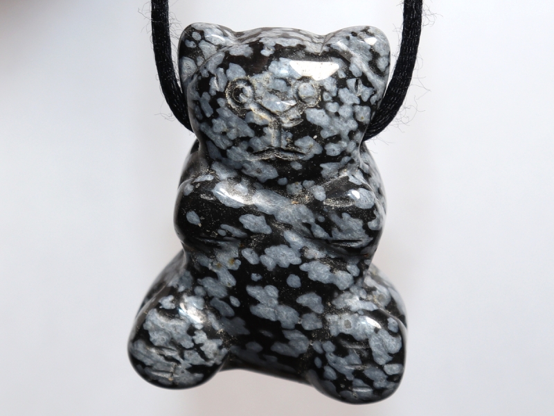 snowflake obsidian with cord or silver 925