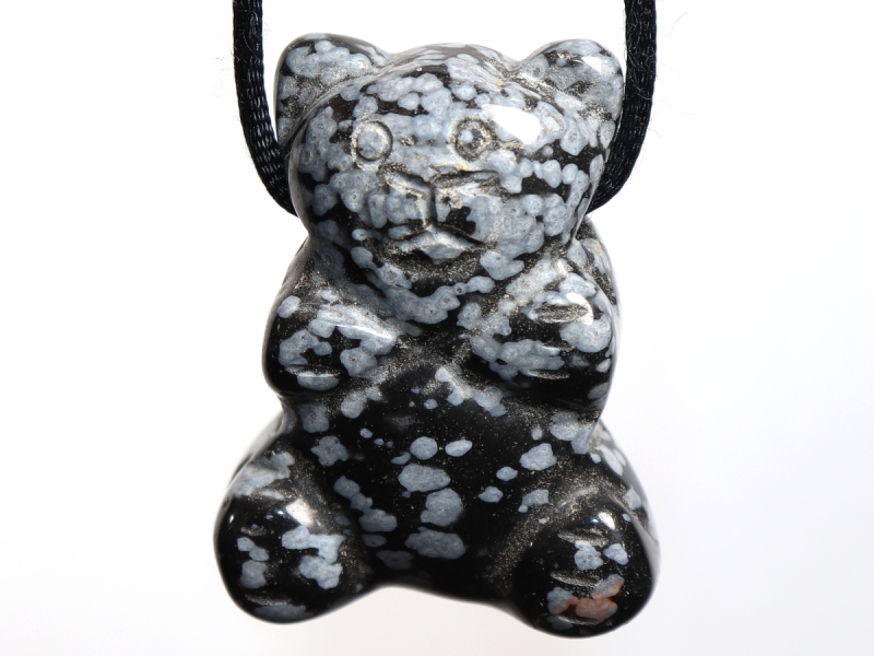 snowflake obsidian with cord or silver 925