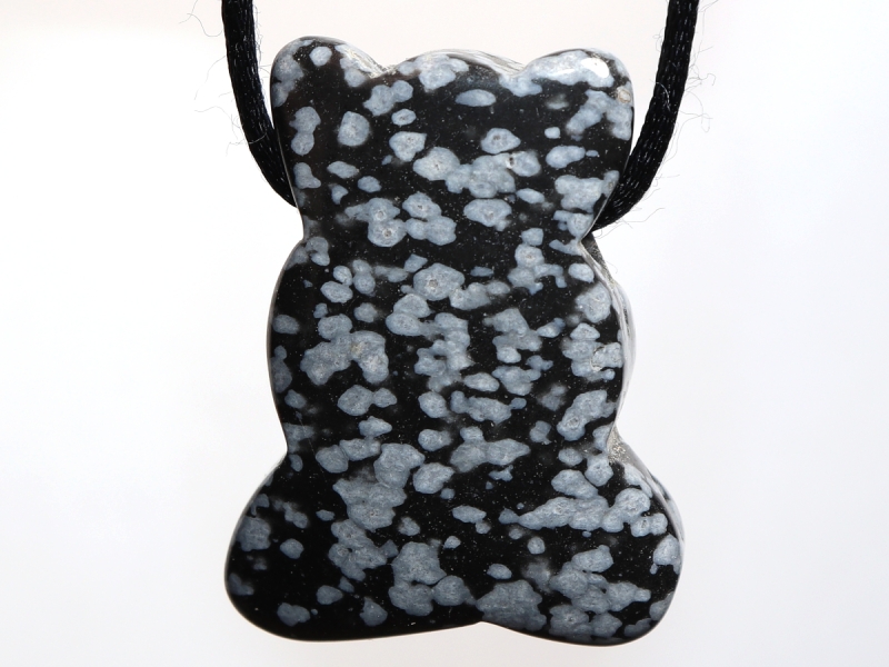 snowflake obsidian with cord or silver 925