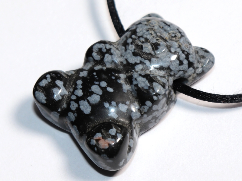 snowflake obsidian with cord or silver 925
