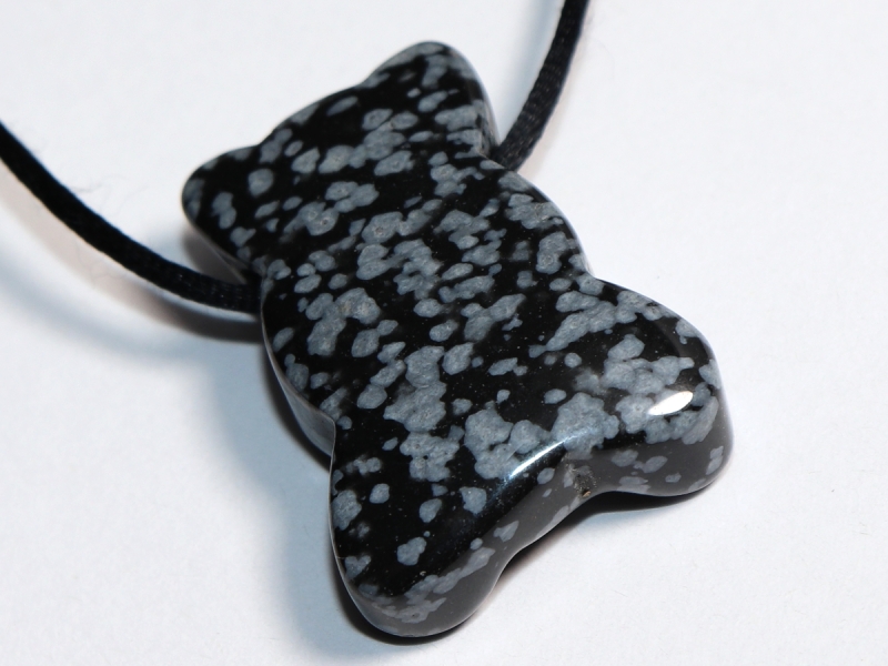 snowflake obsidian with cord or silver 925