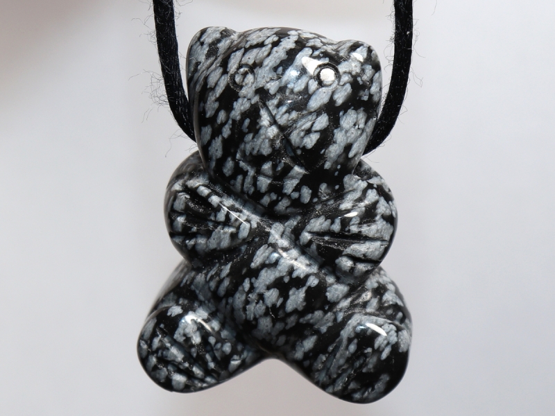 snowflake obsidian with cord or silver 925