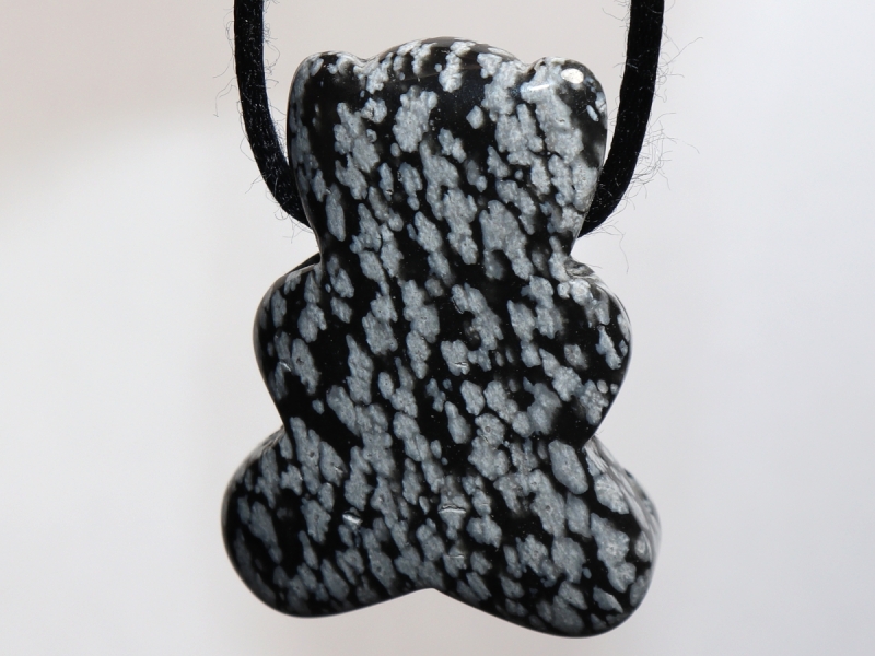 snowflake obsidian with cord or silver 925