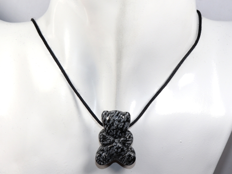 snowflake obsidian with cord or silver 925