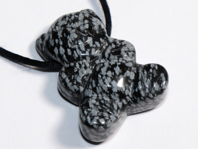 snowflake obsidian with cord or silver 925