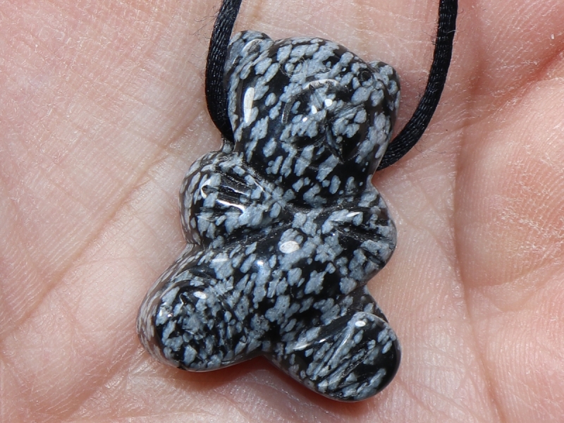 snowflake obsidian with cord or silver 925