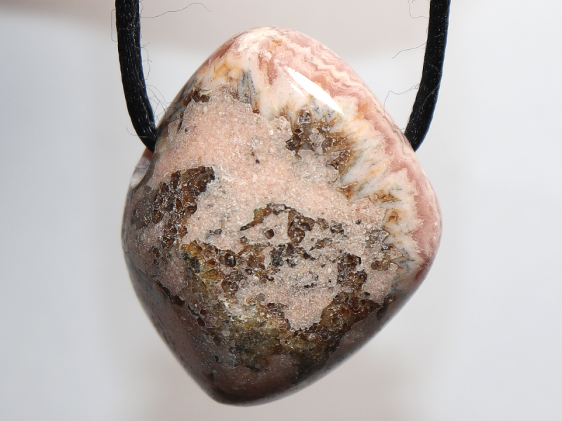 rhodochrosite with cord or silver 925