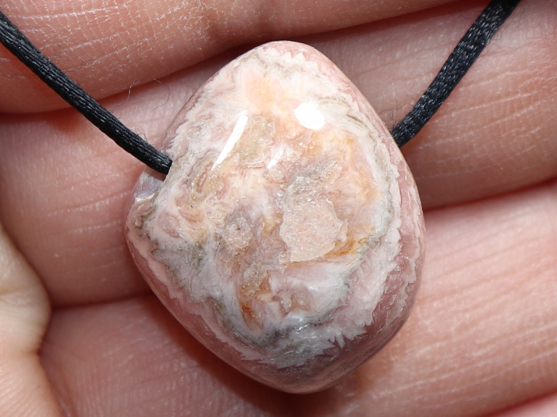 rhodochrosite with cord or silver 925