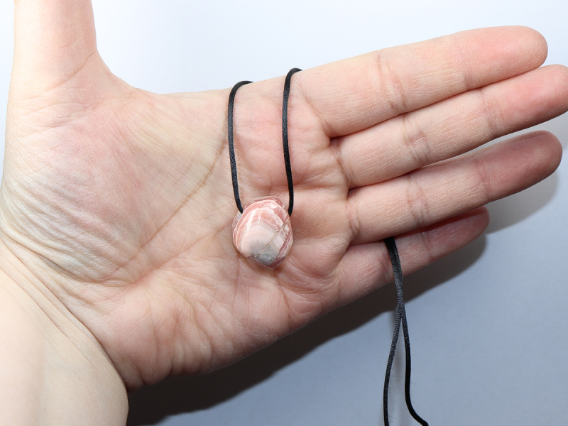 rhodochrosite with cord or silver 925