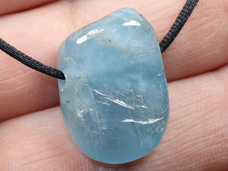 aquamarine with cord or silver 925