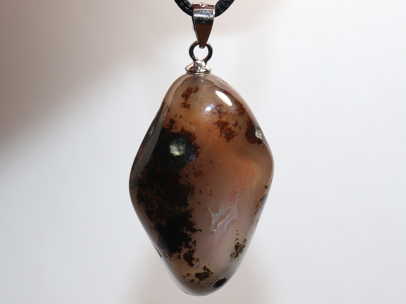 Botswana agate with cord or silver 925