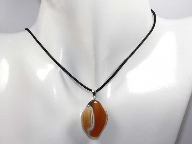 Botswana agate with cord or silver 925