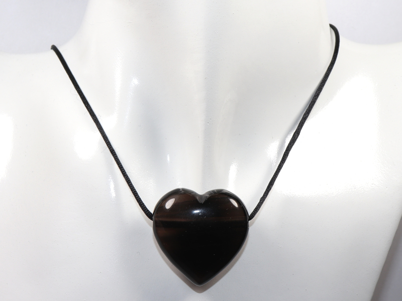 lamellated obsidian with cord or silver 925