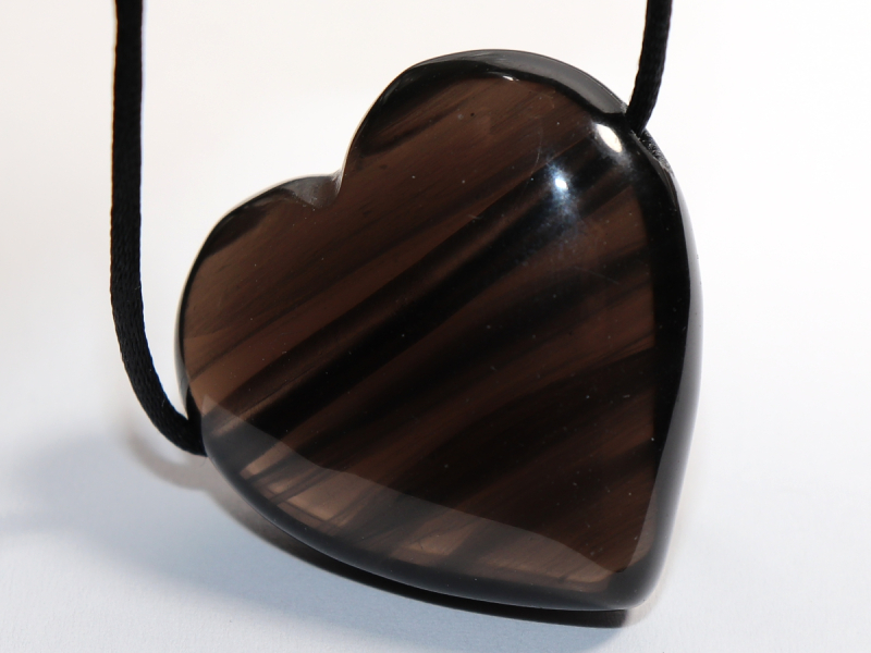 lamellated obsidian with cord or silver 925