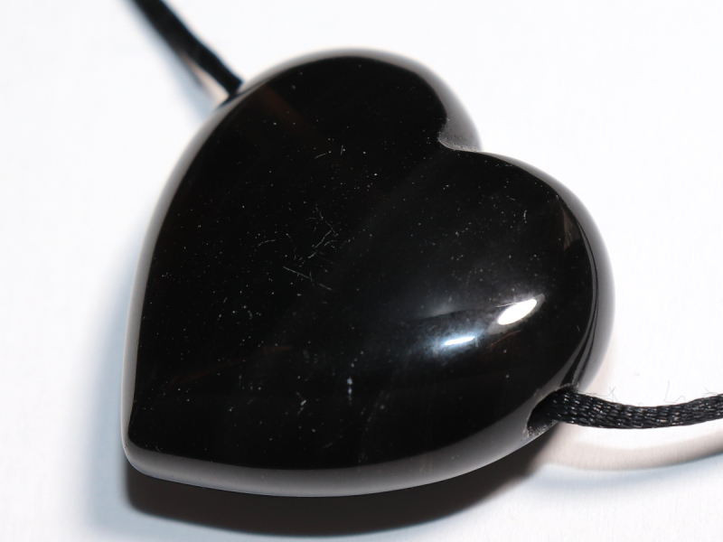 lamellated obsidian with cord or silver 925