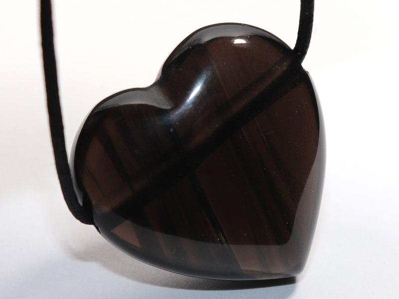 lamellated obsidian with cord or silver 925