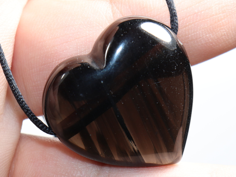 lamellated obsidian with cord or silver 925