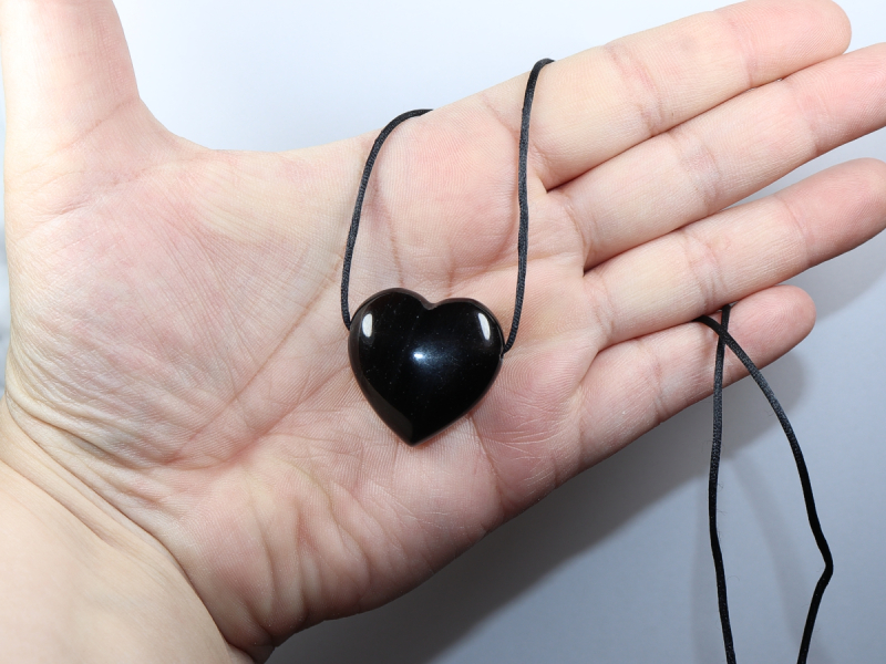 lamellated obsidian with cord or silver 925