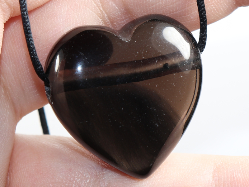 lamellated obsidian with cord or silver 925