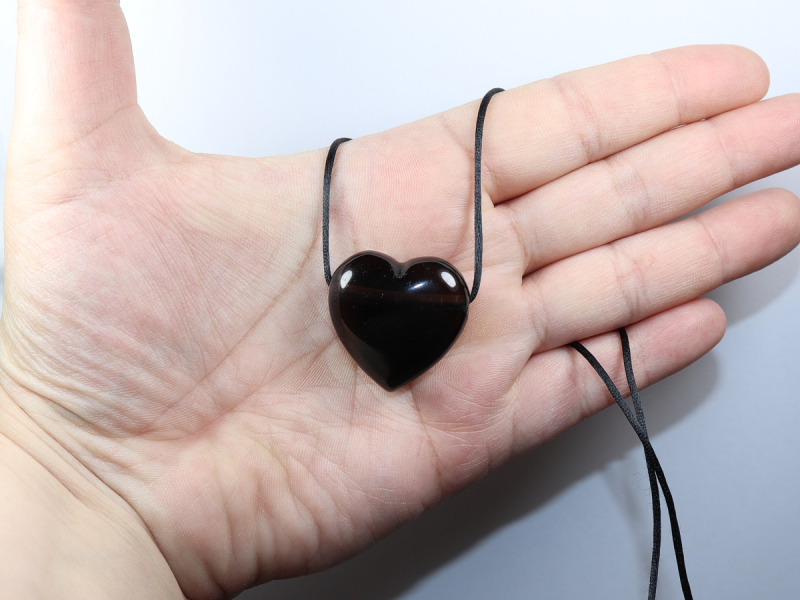 lamellated obsidian with cord or silver 925