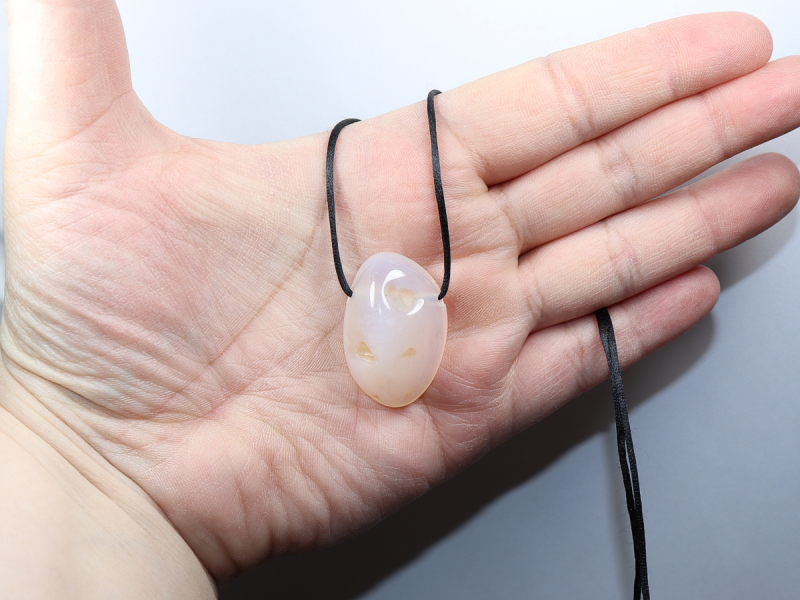 pink chalcedony with cord or silver 925
