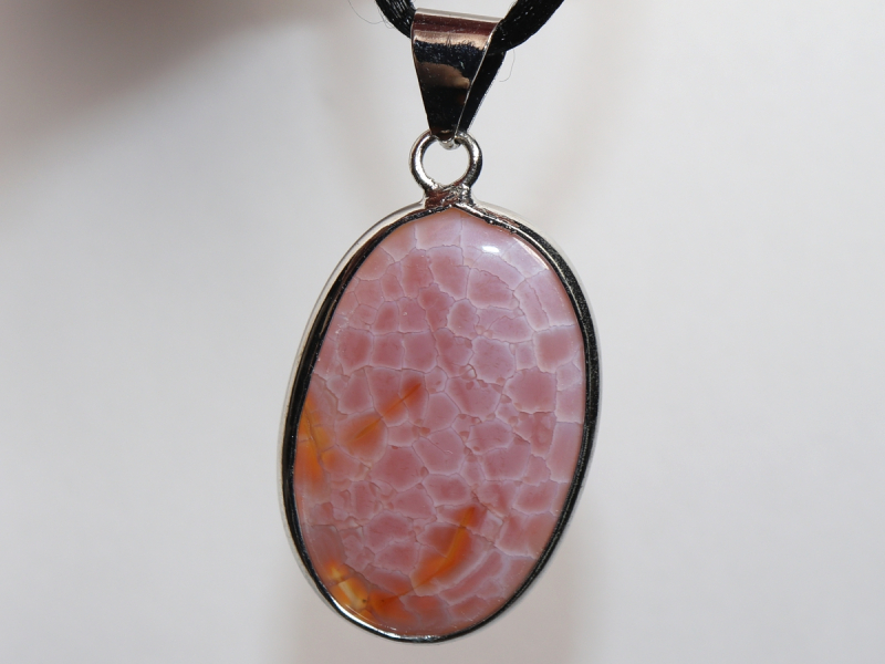 fire agate with cord or silver 925