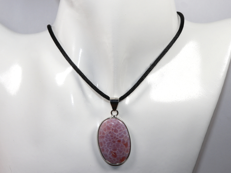 fire agate with cord or silver 925
