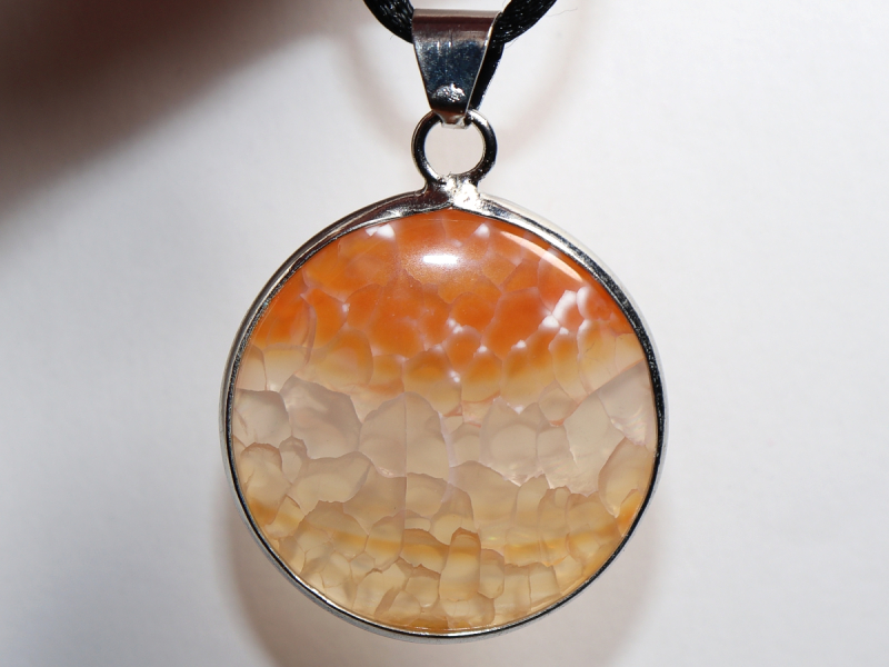 fire agate with cord or silver 925