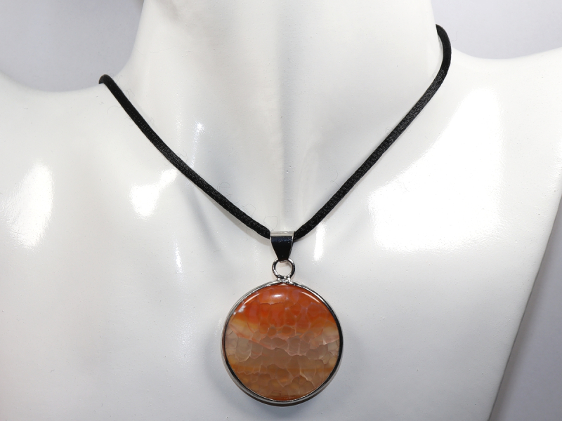 fire agate with cord or silver 925