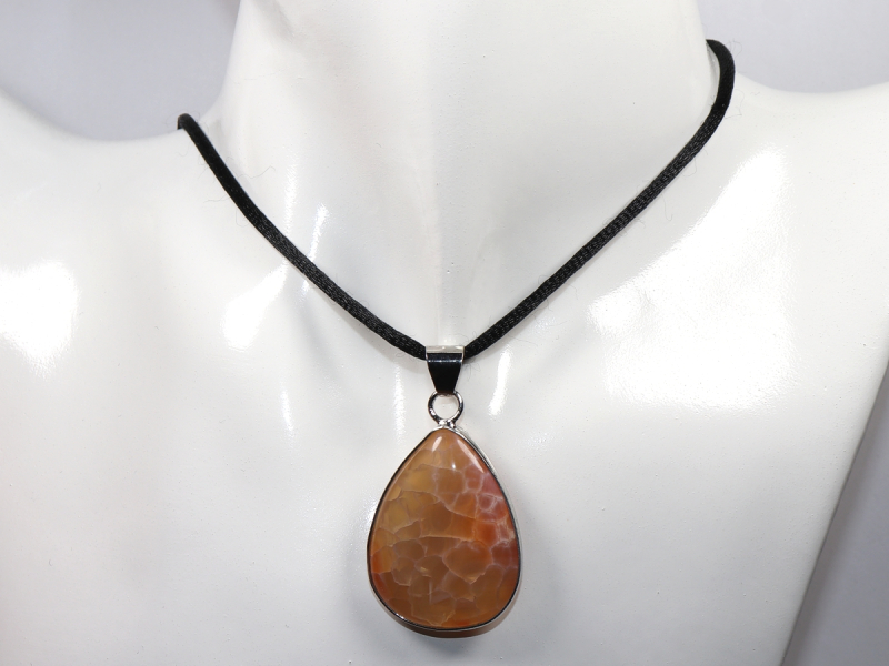 fire agate with cord or silver 925