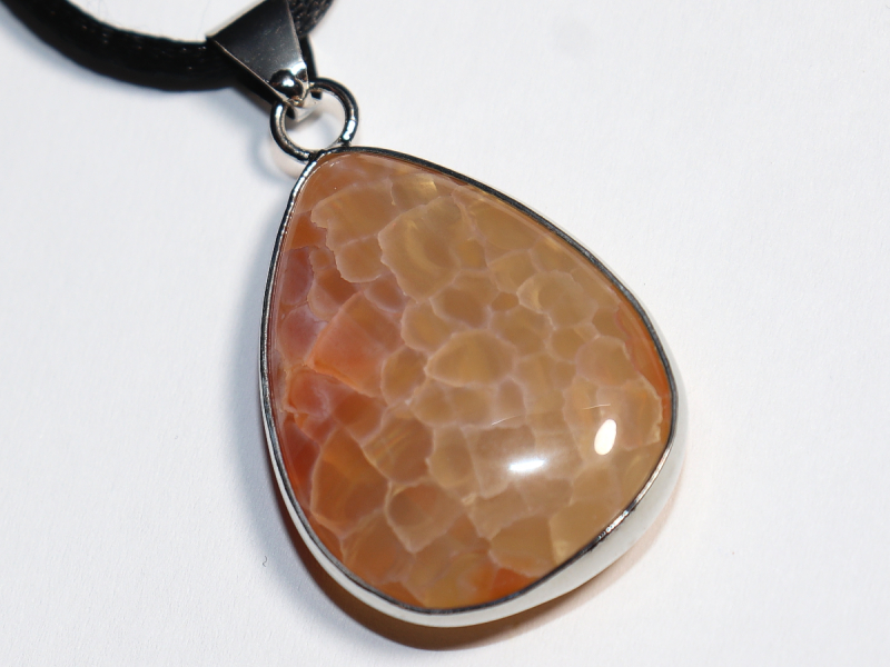 fire agate with cord or silver 925