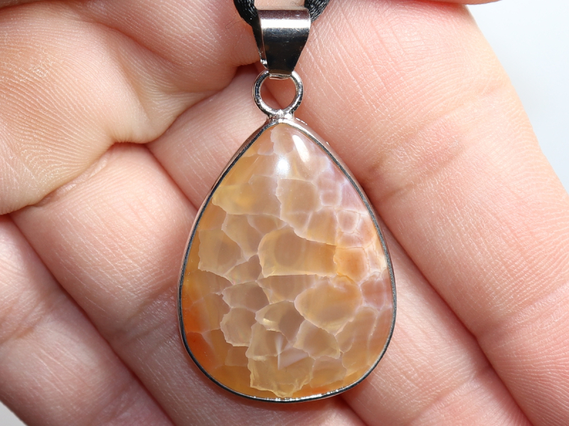 fire agate with cord or silver 925