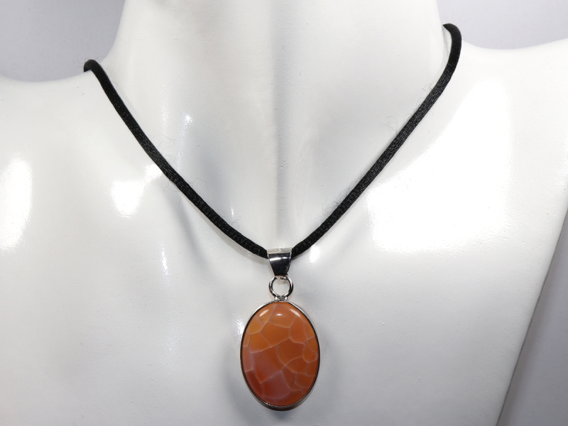 fire agate with cord or silver 925