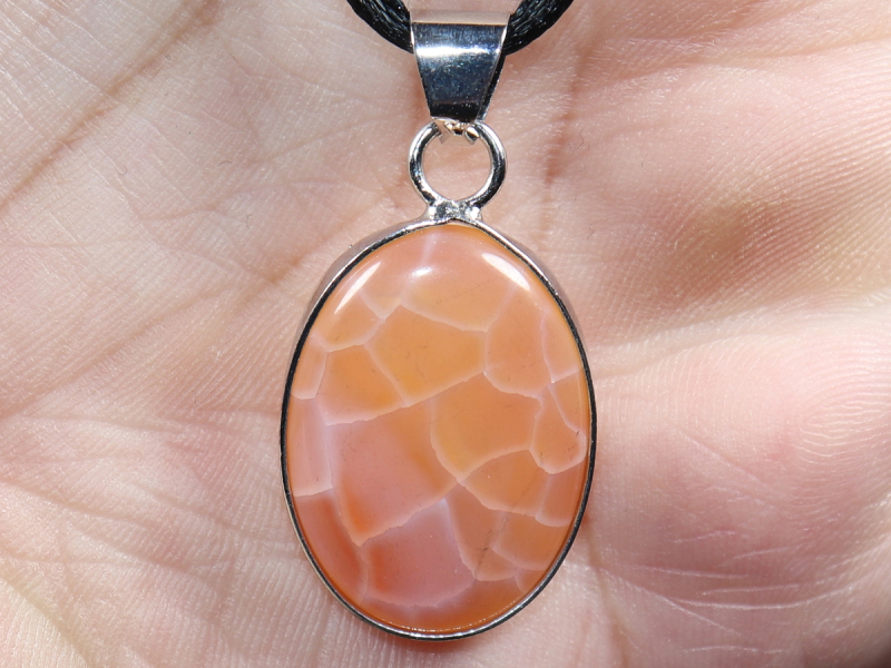 fire agate with cord or silver 925