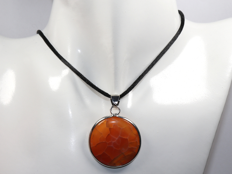 fire agate with cord or silver 925