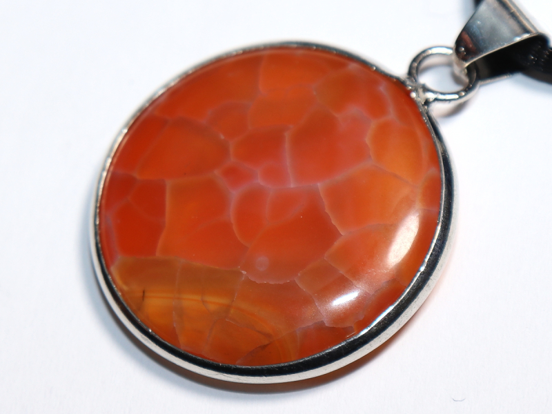 fire agate with cord or silver 925